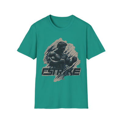 Green Strike to Fight graphic t-shirt with bold illustration and text design.