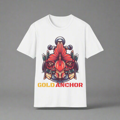 Gold Anchor Fish Floral Graphic T-shirt