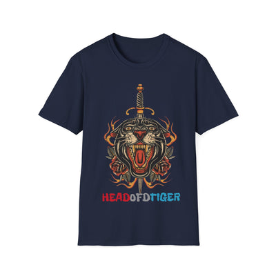 Head of the Tiger in Sword Graphic T-shirt featuring a bold and striking design of a tiger's head with a sword