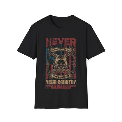 US Veteran Statement Graphic T-shirt showcasing patriotic design and military pride.